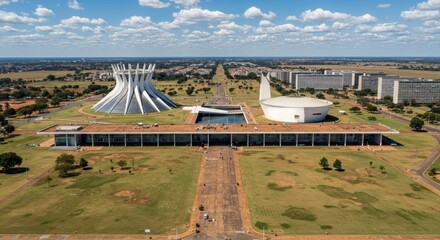 Futuristic Lines of Brasília's Cathedral and Congresso Buildings
