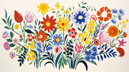 Obraz premium a bouquet of blooming flowers illustration poster decorative painting