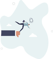 Demotivation from failure, mistake or negative feedback, no passion or burnout from exhausted work, mental breakdown or depression concept. character life .