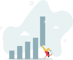 Growth or improvement, increase sales or revenue raising, growing business or develop marketing plan to help gain more profit concept. character life .