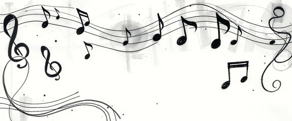 Handgezeichnete Notenlinie in Schwarz auf Weiß – schlicht, künstlerisch und musikalisch reduziert