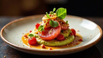 Exquisite dish, creative restaurant meal concept, haute couture food