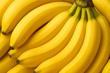 Close-Up of Ripe Yellow Bananas in a Bunch


