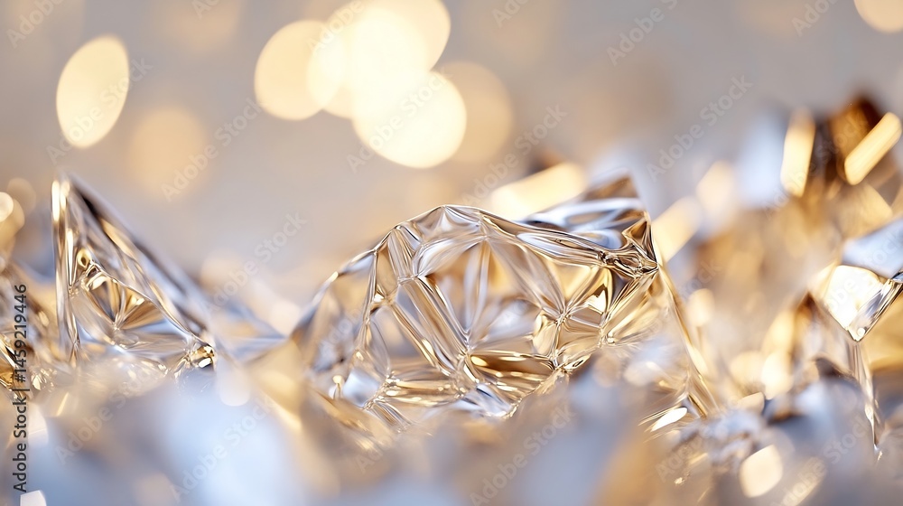 Leinwandbilder Abstract image of shimmering,faceted glass crystals reflecting warm, golden light, creating a luxurious and elegant texture. : Generative AI
