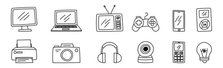 gadget doodle hand drawing electronic icon