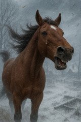 horse in snow