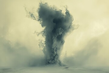 Abstract swirling gaseous plume against a pale backdrop.