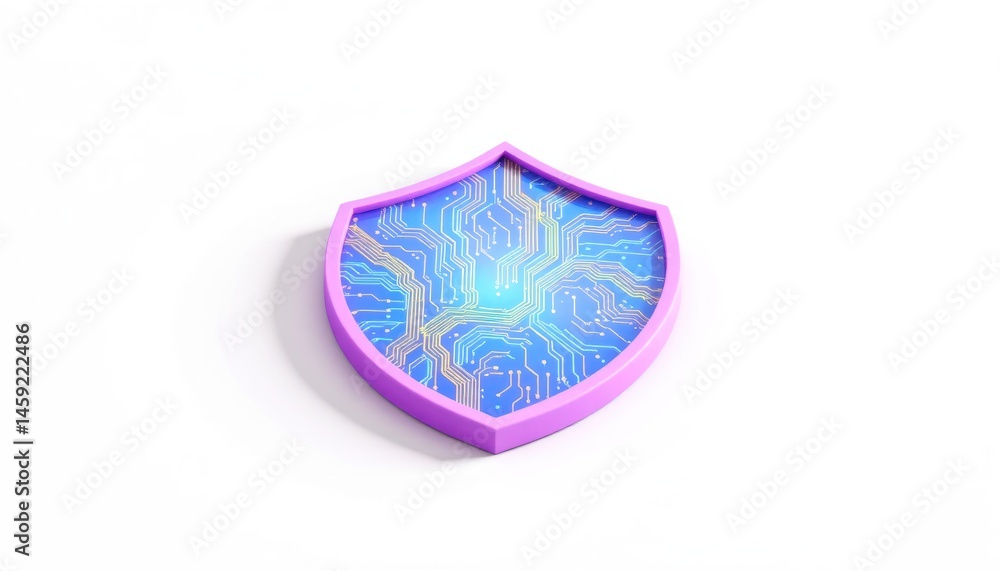 Aufkleber cybersecurity concept, digital shield design with circuit patterns and a blue glow.