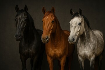 Elegant trio of horses.