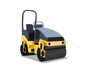 compactor roller. asphalt paving machine. Children's toy. Heavy machine for road works. Vector illustration isolated on white background