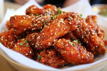 Grilled chicken wings on yellow background