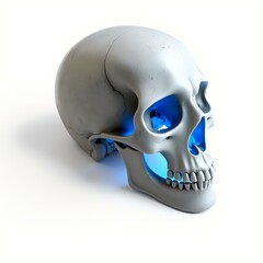 Model Of Human Skull Lying On White Surface