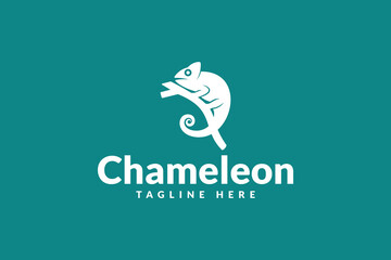 chameleon logo design template, logo icon vector illustration
