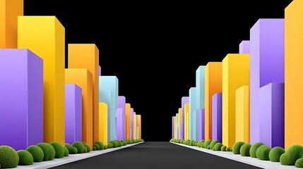 Colorful Cityscape Abstract Urban Road at Night.