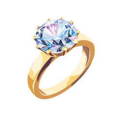 Sparkling gold ring with large brilliant diamond gemstone jewelry fashion accessory