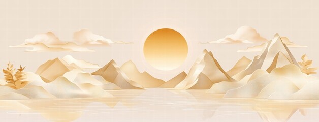 Beautiful sunrise between mountains and rivers