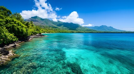 Stunning tropical island beach with turquoise ocean waters