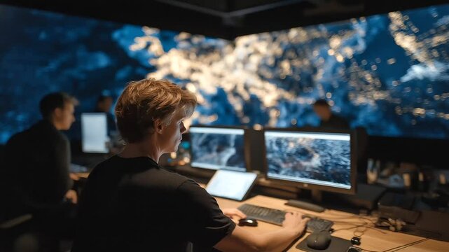 Satellite trajectory tracking in control center evening session