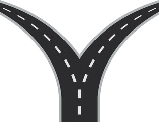 Asphalt road fork icon. Vector illustration. 