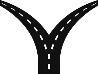 Asphalt road fork icon. Vector. 