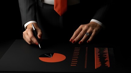 Businessman Analyzing Data on Document with Charts and Graphs in Professional Setting