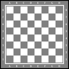 Fototapeta premium chessboard with stylized pieces king, queen, officer, bishop, knight, pawn, rook, vector drawing