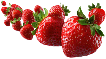 Burst of Strawberry Delight: A vibrant composition of succulent, ripe strawberries cascade, each a testament to nature's delicious artistry, offering a sensory experience of freshness and flavor.