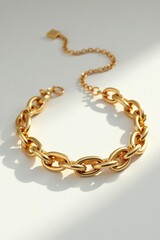 Obraz premium Elegant gold bracelet and necklace set on white background, fashion, stylish, necklace