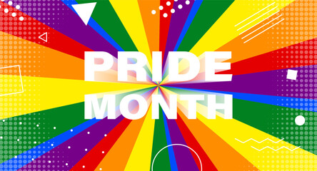 Bright colorful banner for LGBT pride month. Colorful LGBT rainbow flag. Vector illustration