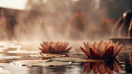 autumn leaves in the water