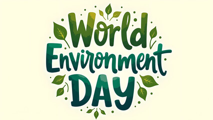Fototapeta premium Illustrative World Environment Day Typography with Leaf Accents and Earthy Tones