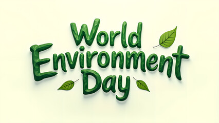 Fototapeta premium Stylized 'World Environment Day' lettering with a nature-inspired, playful design