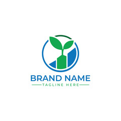 Eco Brand Logo with Green Leaf and Growth Symbol – Vector Design

