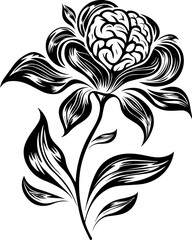 SVG artwork blending botanical horror with skulls and eerie flowers. Intricate Black and White Floral Design with Artistic Leaf Patterns