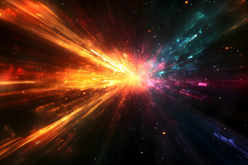 Naklejka premium Colorful Explosion of Light in Abstract Cosmic Background Scene