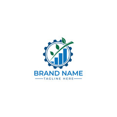 Eco Business Logo with Plant and Growth Bar Chart – Vector Design

