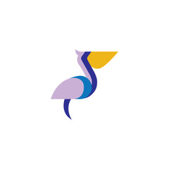 Abstract colorful pelican design as a vector business logo symbol