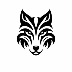 Minimalist vector illustration of a wolf head logo, front view