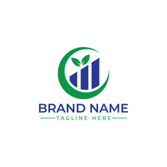Eco Brand Logo with Green Leaf and Growth Symbol – Vector Design

