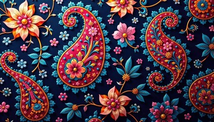 Intricate paisley pattern flows seamlessly across fabric surface , seamless paisley, print, indian paisley