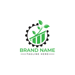 Eco Business Logo with Plant and Growth Bar Chart – Vector Design

