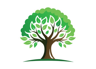 Fototapeta premium Green Tree Logo Silhouette Realistic Design for Nature-Based Brands, tree, logo, silhouette, green, realistic, nature, 