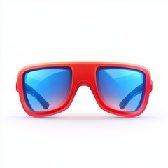 Red sunglasses with gradient blue lenses