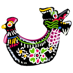 Chinese style illustration of a colorful dragon or chicken