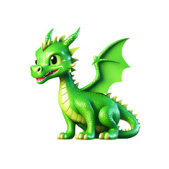 Obraz premium Green adorable baby dragon illustration