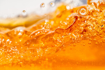 Water splash isolated on white background, Air Bubbles Float Up Under Blue Water. Pure Water Wave, Oxygen Relaxation. Blue bubbles Water Textured.