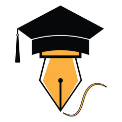 A smart blend of a graduation cap and pen nib, this logo symbolizes education, knowledge, and creativity. Perfect for schools, online learning, coaching, and academic brands