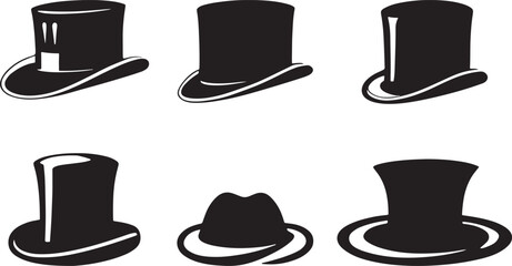 Elegant Top Hats in Simple Silhouette Design