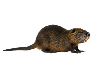 A coypu or nutria isolated on black showcasing its rodentlike appearance