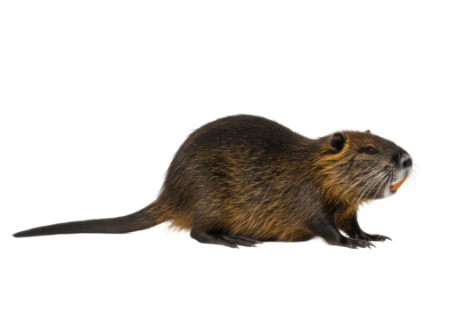 A coypu or nutria isolated on black showcasing its rodentlike appearance